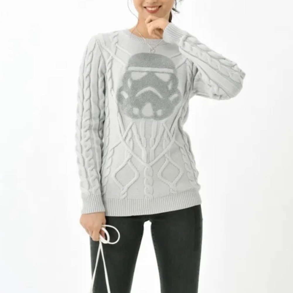Disney Parks Sweater Womens Storm Trooper Cable Knit Crew Neck Pullover Size 3XL